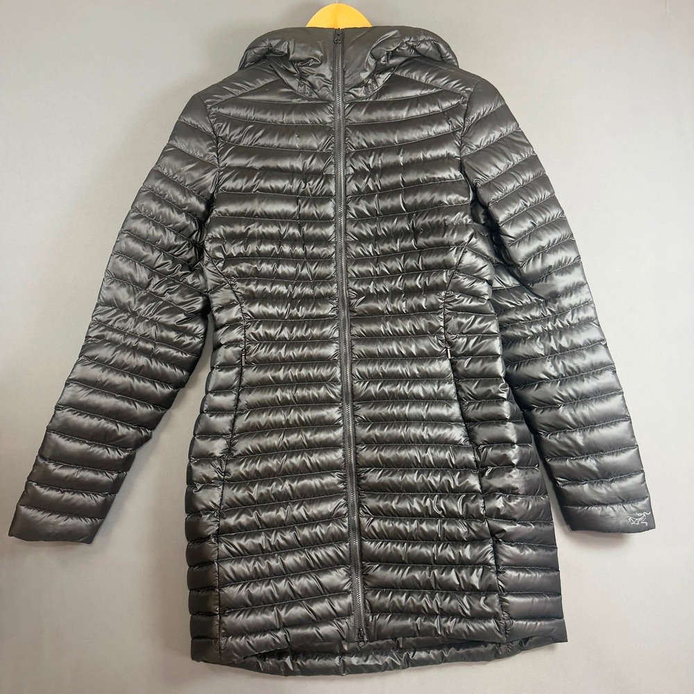 Arc'teryx‎ Nuri Coat Black Hooded Down Parka Goose Down Women's Small - Picture 3 of 9